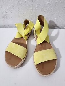 Sorel Ella Leather Strappy Elastic Yellow Sandals Flats Shoes Women's Size 5