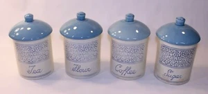 VTG Holiday Design H4058 Kitchen Made USA Containers Set Lot 4 Ceramic Teal Aqua - Picture 1 of 12