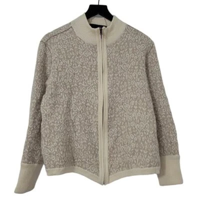 Yansi Fugel Cardigan Sweater XL Beige Neutral Zip Wool Alpaca Mohair Classic - Image 1 of 4