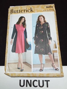 Butterick UNCUT Pattern B6805 Misses Plus Size 16-24 Flared Zip Sleeve Dress - Picture 1 of 8