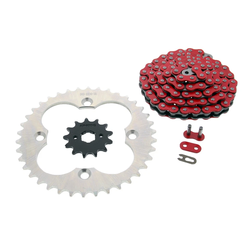 Red Chain & Silver Sprocket 2000 - 2006 Honda Sportrax 300EX TRX300EX 13/38 86L - Изображение 1 из 4