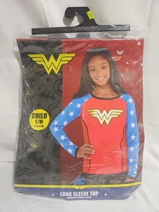 Wonder Woman Camicia Manica Lunga Bambino Piccolo/Medio Costume Vestire DC - Foto 1 di 6