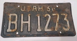 Placa de matrícula UTAH 1966 # BH1273 etiqueta original  - Imagen 1 de 2