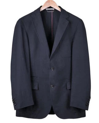 RECIENTE Ermenegildo Zegna Negro Sarga Algodón SIN FORRO Parche Bolsillo Chaqueta 40 R Foto 1 de 4