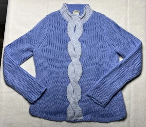 Suéter LL BEAN Grueso Tejido Azul Claro Mezcla Lana Mohair Manga Larga Talla Pequeña - Imagen 1 de 6