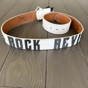 Rock Revival Leather Belt Mens Size 40 Spell Out White Metal Lettering *Read* - Picture 1 of 14