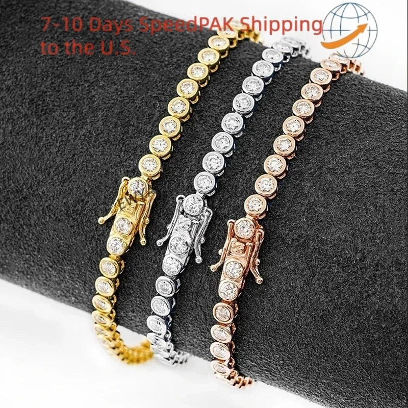 Роскошный теннисный браслет с пузырьками муассанит 4 мм D VVS1 серебро 925 пробы - Изображение 1 из 4