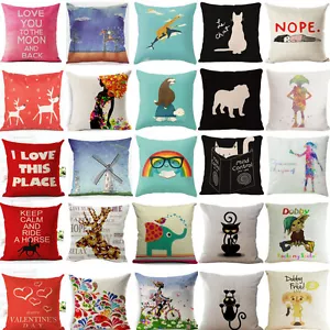 Cartoon Cute Pattern Cotton Linen Pillow Case Cushion Cover Home Decor - Picture 1 of 35