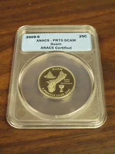 2009-S ANACS PR70 DCAM Guam 25c Quarter USA Coin Uncirculated - Picture 1 of 4