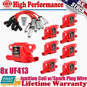 8 Pack Ignition Coil & Spark Plug Wire For Chevrolet Avalanche Camaro Caprice V8 - Picture 1 of 12