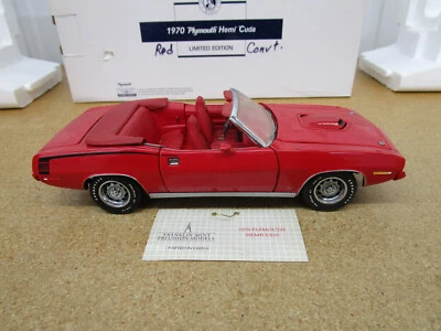 1970 Plymouth Cuda Hemi convertible FRANKLIN MINT 1/24 diecast car box red - Image 1 of 4