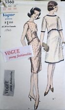 Vtg 1960s Vogue Young Fashionables 5560 Contoured Dress SEWING PATTERN 12 +Label
