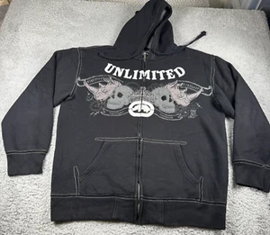 Vintage Ecko Unltd Hoodie Herren XL schwarz Y2K 90S Baggy Grunge Full Zip Sweatshirt - Bild 1 von 7