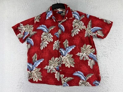 Croft & Barrow 衬衫男式特大号红色花卉印花纽扣人造丝夏威夷 — 第 1/4 张图片