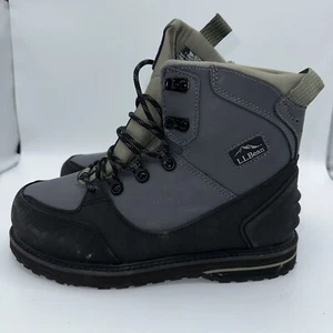Stivali da guadino LL Bean Emerger in pelle grigia isolati con borchie da uomo taglia 7 - Foto 1 di 11