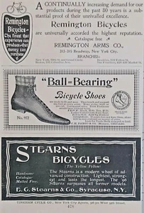 1896 Antique Bicycle Multi Ad Shoes Remington Stearns Syracuse Art Vtg Print Ad - Picture 1 of 2
