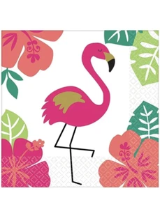 Aloha Flamingo Beverage Napkins - Picture 1 of 3