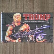 Trump 2024 USA Donald Trump Rambo Bazooka 3x5 ft Flag Poly President MAGA 100D !