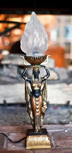 Vintage Nubian Queen Female Figurine Sculpture Table Lamp Hand finished 23"H - Picture 1 of 11