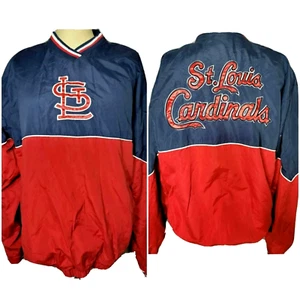 St Louis Cardinals Pullover Windbreaker Medium STL MLB Red Blue Spellout Lined - Picture 1 of 12