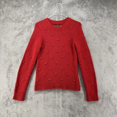 Suéter Pullover Texturizado Lucky Brand XS Rojo Pom Pom para Mujer LEER Foto 1 de 4