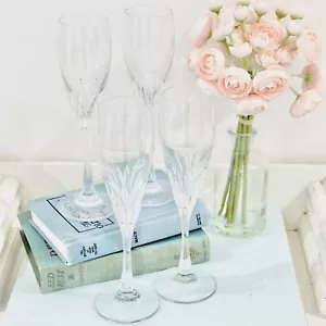 Mikasa Toselli Sektflöten geschnitten klar Deutschland 9" Vintage 4er Set Toast Cheers - Bild 1 von 8