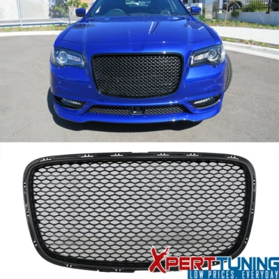 Fits 15-23 Chrysler 300 Front Hood Mesh Grille Unpainted Black ABS Foto 1 de 4