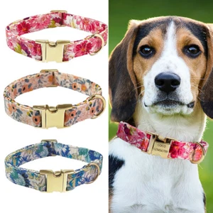 ID Engraved Custom Made Set Personalised Leash Name Cat Dog Collar Flower - Picture 1 of 29