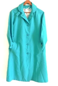 Vtg Misty Harbor Rain Coat Turquoise Button Up Pockets Rain/Stain Repellent 10P - Picture 1 of 10