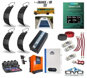 Complete Skoolie Solar System Kit / 4x 130W Flexible Solar Panels / 60A MPPT Cha - Picture 1 of 4