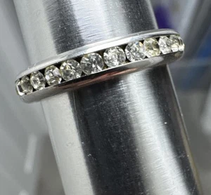 14k GF Gold Filled Silver CZ Eternity Channel Set Band Ring Size 7.25 - Picture 1 of 7