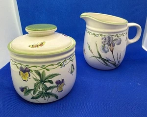 STUDIO NOVA ~ GARDEN BLOOM Y2372 ~ CREAMER & SUGAR BOWL With Lid - Picture 1 of 6