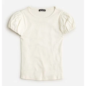 Camiseta acanalada vintage para mujer J.Crew beige mediano algodón popelina mangas abullonadas nueva con etiquetas - Imagen 1 de 8