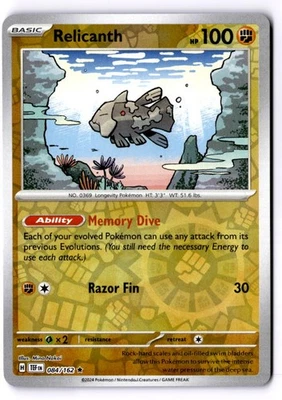 Relicanth Reverse Holo Rare SV05: Temporal Forces 084/162 NM - Image 1 of 2