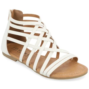 Journee Collection Women's Hanni Crisscross Strappy Sandals, White Size 8.5M - Picture 1 of 4
