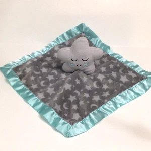 Parents Choice 11.5” Moon STAR Gray Turquoise Satin Lovey Plush Security Blanket - Picture 1 of 5