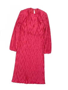 Vintage 70s Pleated Midi Dress Frock Union Womens Pink 8 Small Knee Retro - Picture 1 of 10