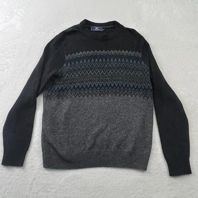 Vineyard Vines Mens Sweater Medium Gray Fairisle Crewneck Wool Alpaca Blend - Image 1 of 4