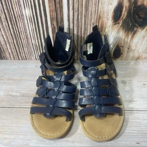 Carters Sandalen marineblau Kleinkind Mädchen Größe 9 Reißverschluss hinten Slipper mit Blumenmuster - Bild 1 von 6