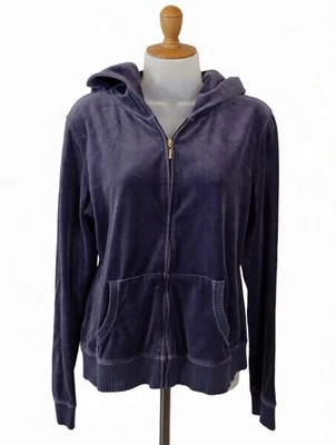 Chaqueta con capucha para mujer de felpa y terciopelo exuberante talla grande azul Foto 1 de 4