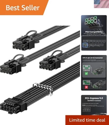 Cable de alimentación seguro 600W 12VHPWR para GPU RTX - 70 cm con clips de administración de cables Foto 1 de 4