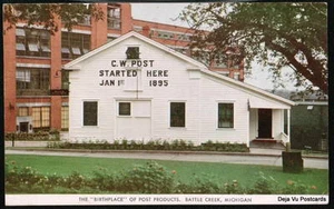 BATTLE CREEK MI C W Post Cereal Birthplace Vtg Postcard - Picture 1 of 1