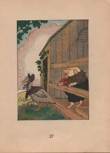 Vintage Art Print - Story of Chicken Little - 1921 - Size: 5.5" x 4" - Pg 27 - Picture 1 of 1