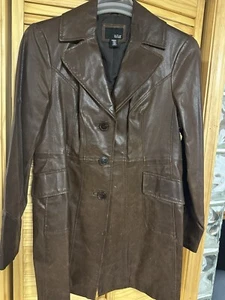 Faux Leather Trench Coat Size medium Brown - Picture 1 of 5