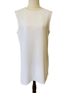 Simona Size 12 White Sleeveless Longline Tank Top Blouse Structured Vintage - Picture 1 of 12