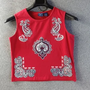 Mountain Lake Casual Shirt Women PM Red Paisley Floral Sleeveless Tank Top - Picture 1 of 11