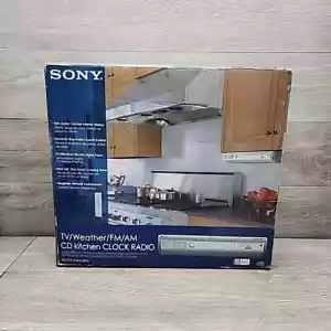 Sony ICF-CD543RM Kitchen CD Clock Radio Weather Under Cabinet Silver NEW IN BOX - Picture 1 of 5