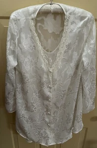 Vintage Victoria’s Secret Gold Label Peignoir P/S Ivory Chemise Robe Set - Picture 1 of 5