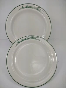 Vintage Homer Laughlin Lyrica Plate Set of two Restaurant ware Green Rim dessert - Picture 1 of 12