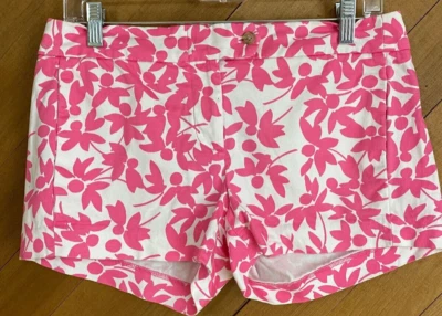 J. CREW Mujer Talla 4 Chino Elastizado Floral Pantalones Cortos Rosa/Crema ALGODÓN, 2237 Foto 1 de 4